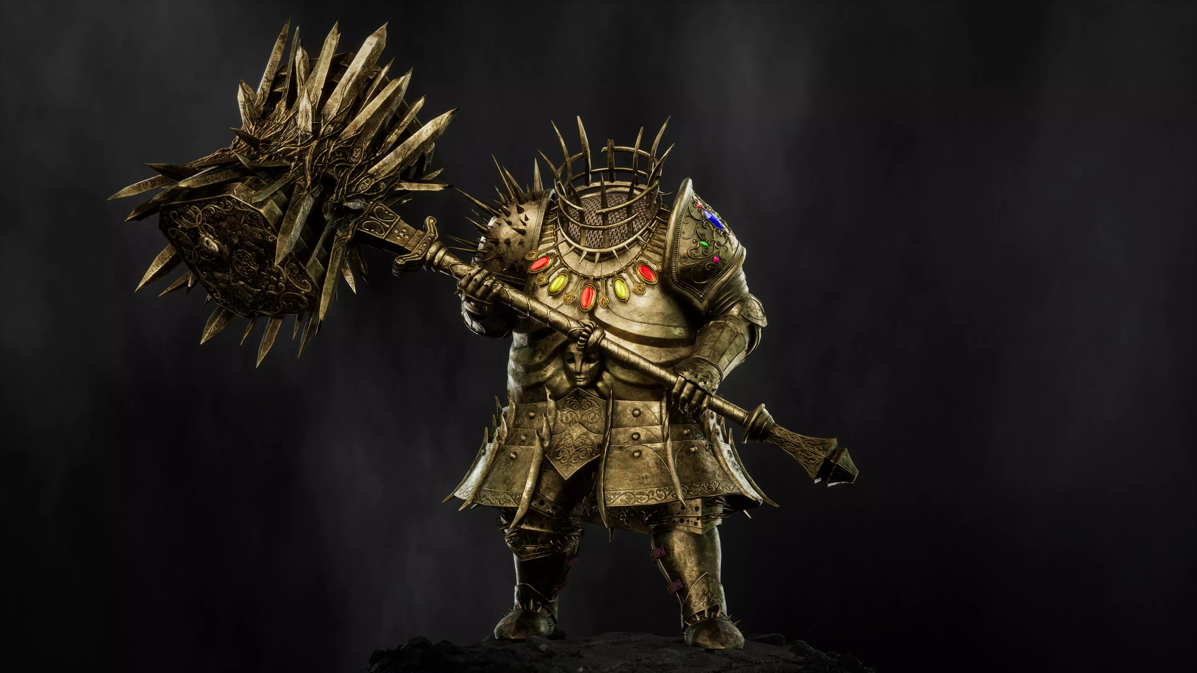 Fat Knight - Headless Executioner - Game-ready Character Low-poly 3D model_1