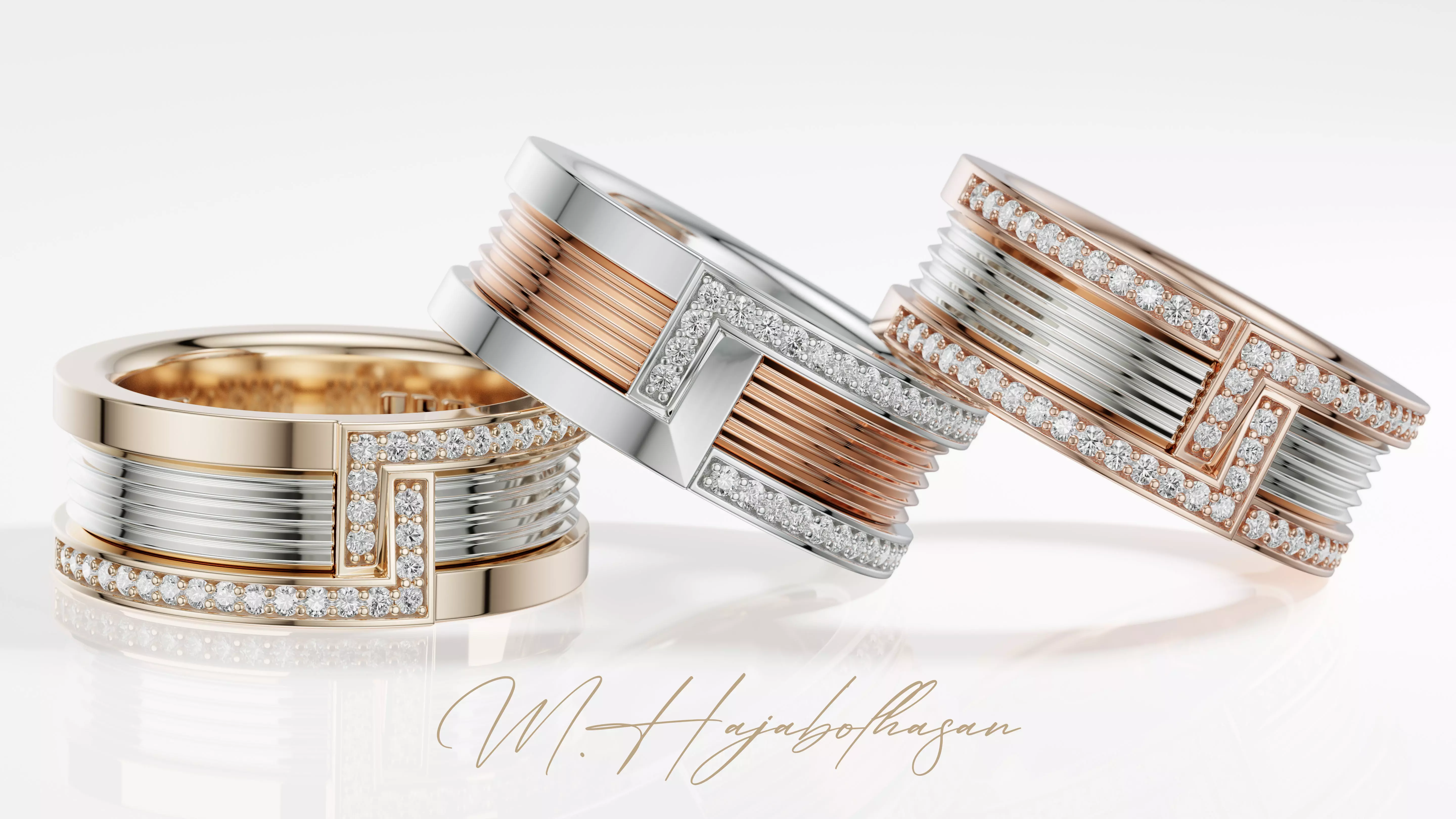 Eclipse Line Ring Luxury Unisex Diamond Band 3D Jewelry Model 3D print model