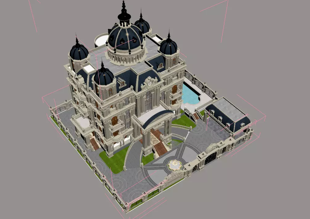 High Detailed Palace Exterior 3D Model 3D model_11