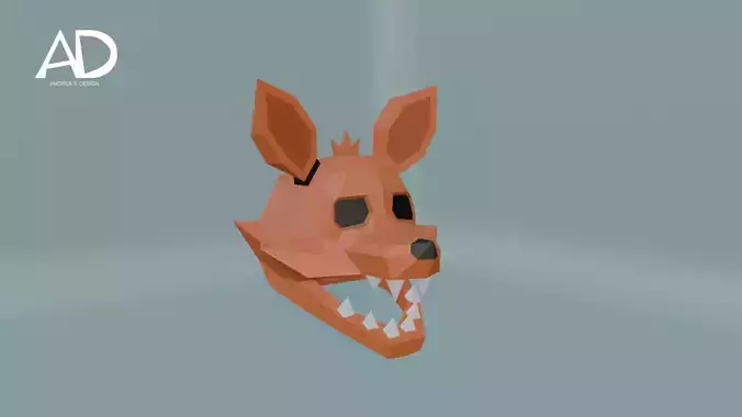 Foxy-Inspired Low Poly Mask Fan Art 3D Model FBX OBJ STL