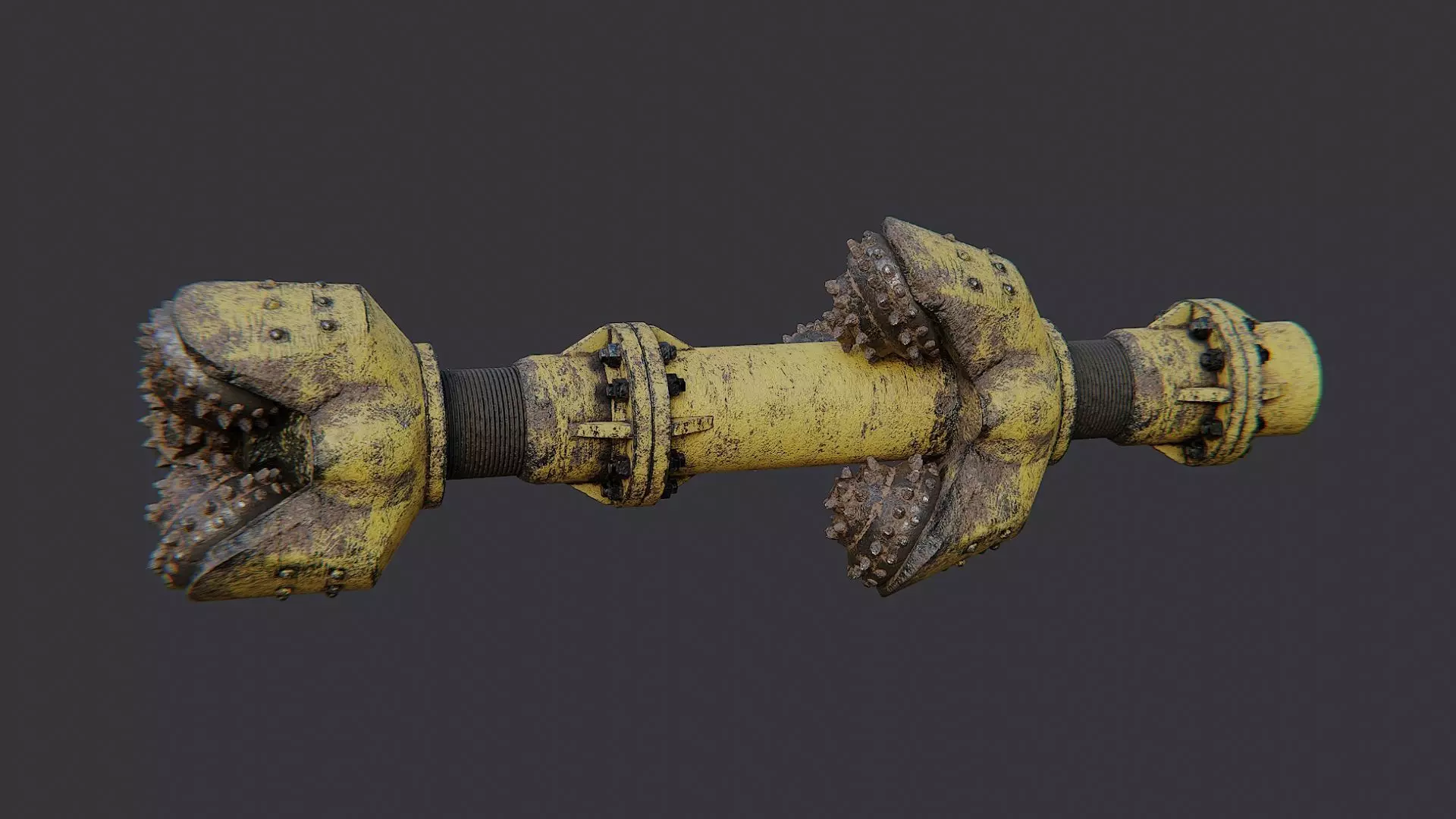 Industrial Drill Bit Base Assembly Low-poly 3D model_2