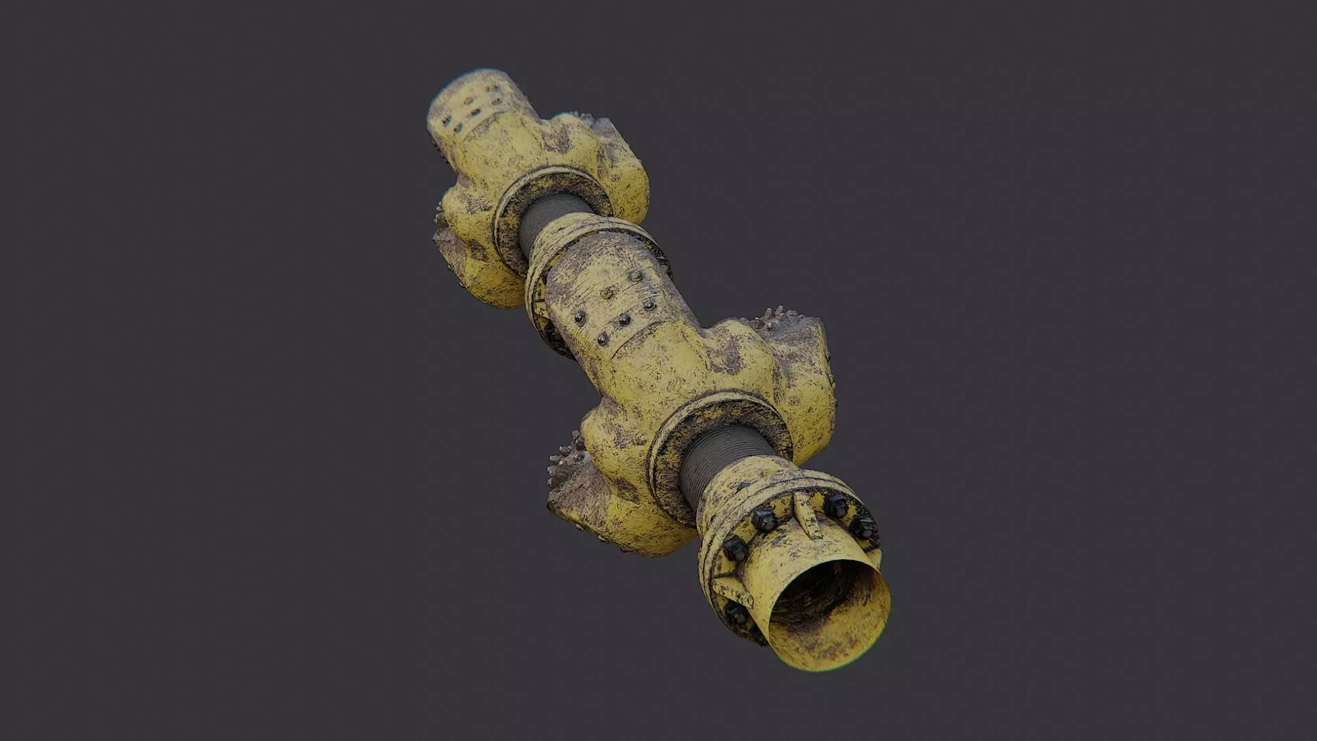 Industrial Drill Bit Base Assembly Low-poly 3D model_3