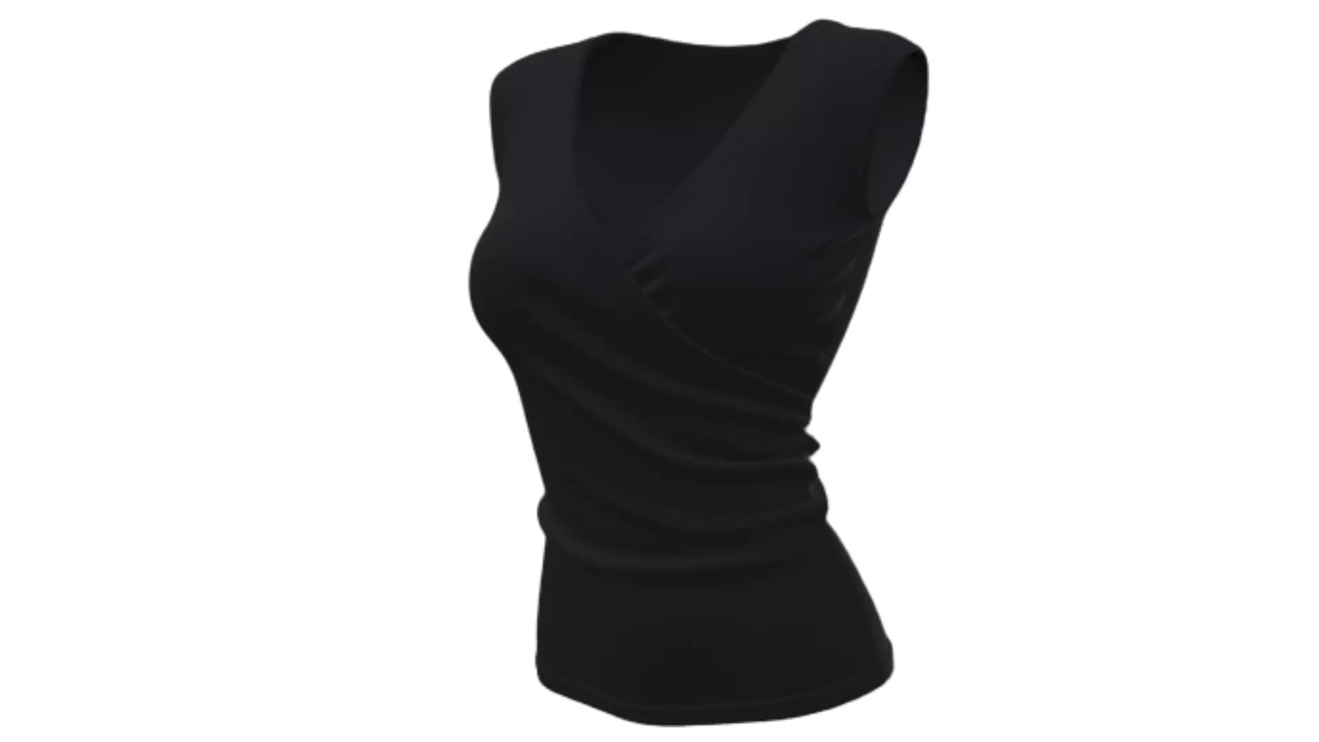 Black Wrap-Front Sleeveless Ladies Top 3D Model 3D model_0