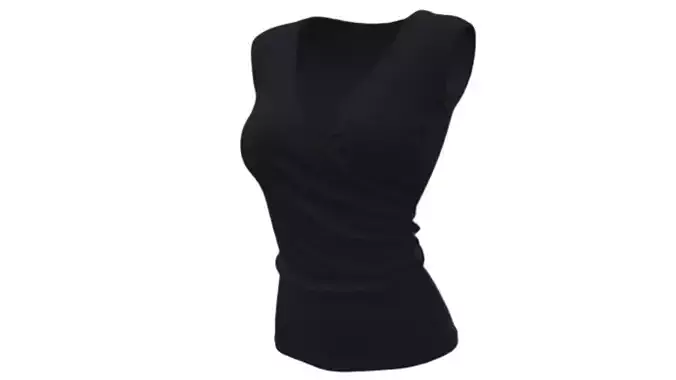 Black Wrap-Front Sleeveless Ladies Top 3D Model 3D model