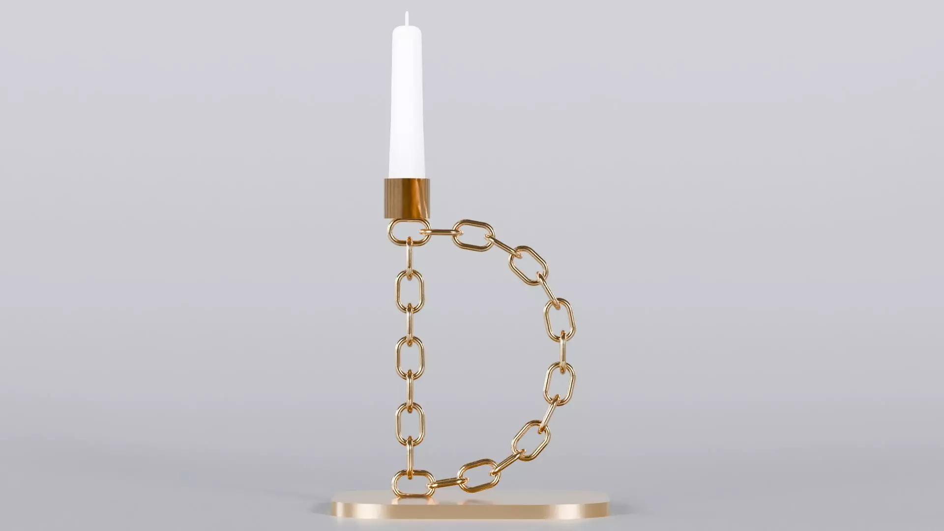 Alphabet D Chain Bronze Candleholder 3D Model True 4K PBR Render Low-poly 3D model_0