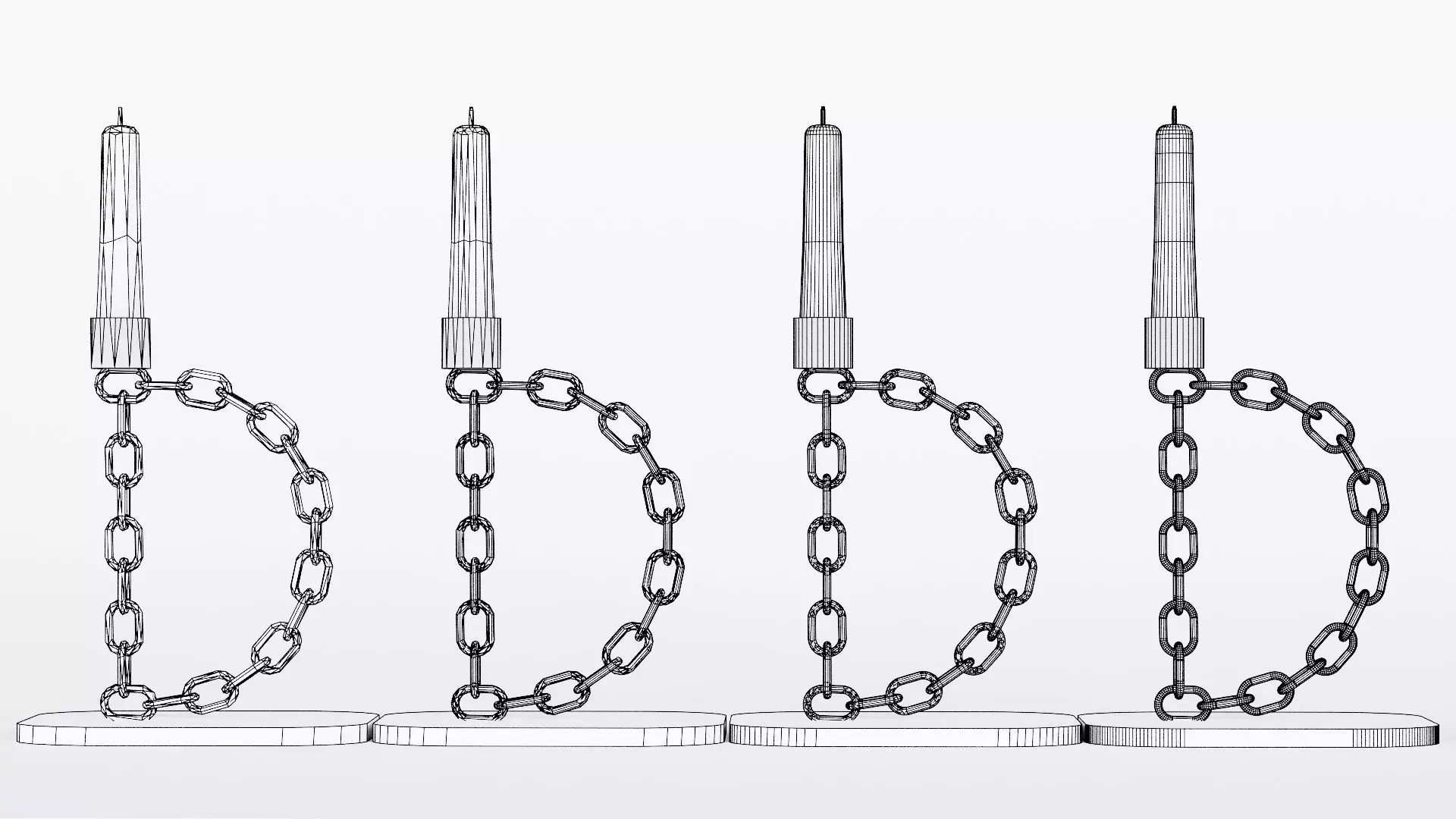 Alphabet D Chain Bronze Candleholder 3D Model True 4K PBR Render Low-poly 3D model_11