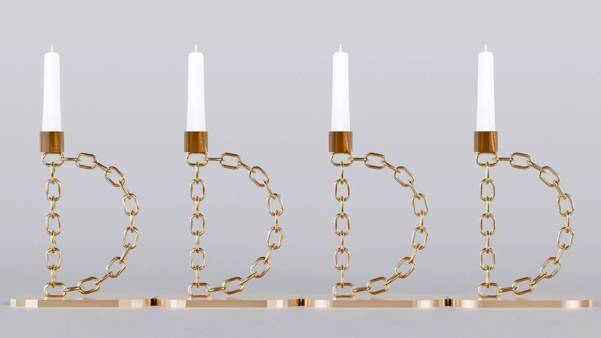 Alphabet D Chain Bronze Candleholder 3D Model True 4K PBR Render Low-poly 3D model_5