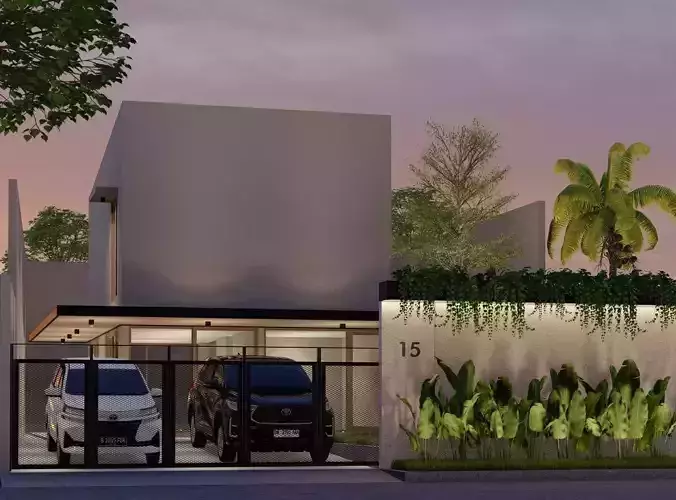 Night and Day Exterior House Render Ls12 SKP21