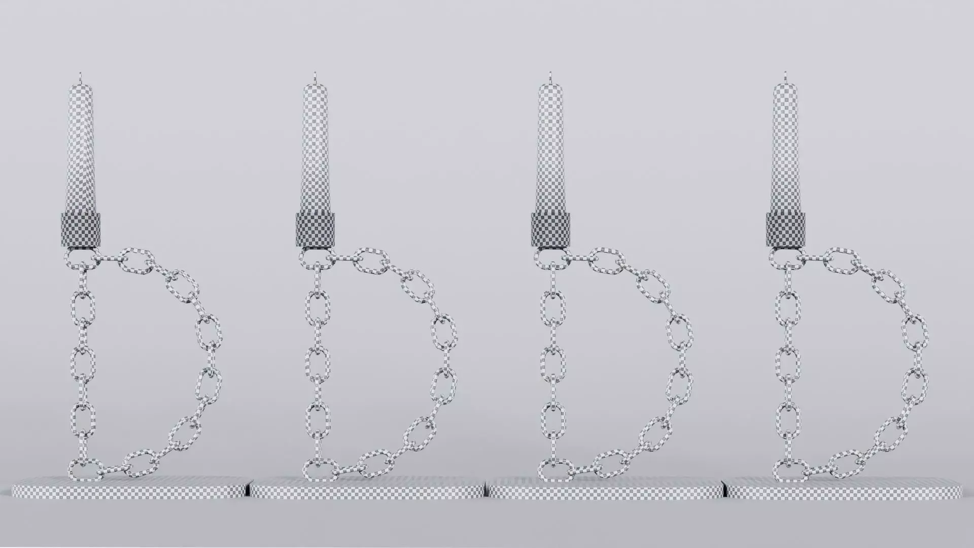 Alphabet D Chain White Candleholder 3D Model True 4K PBR Render Low-poly 3D model_6