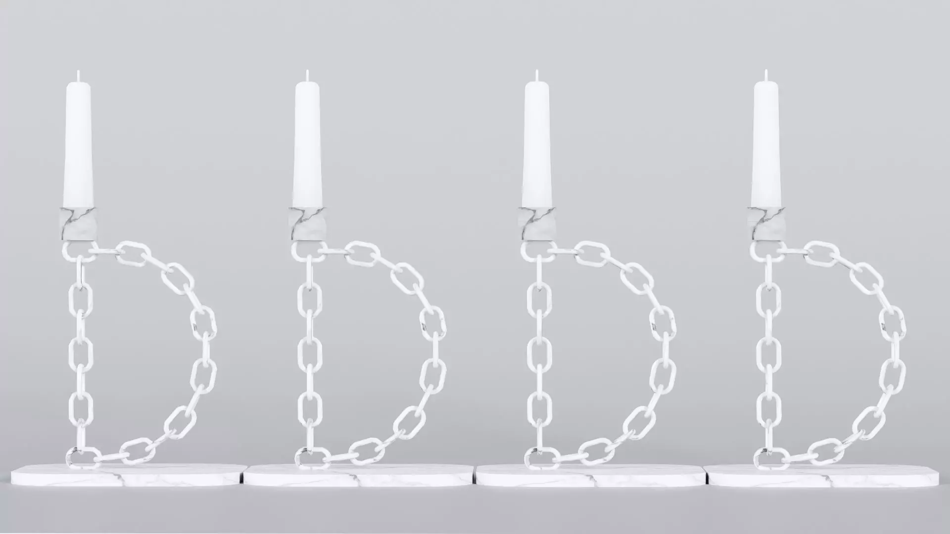 Alphabet D Chain White Candleholder 3D Model True 4K PBR Render Low-poly 3D model_5