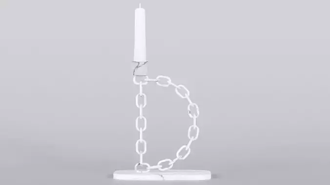 Alphabet D Chain White Candleholder 3D Model True 4K PBR Render Low-poly 3D model