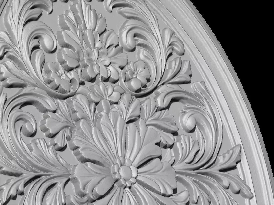 Baroque Floral Medallion Relief 3D print model_5