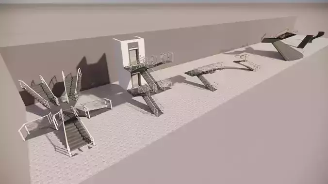 Industrial Stairs 3D Model
