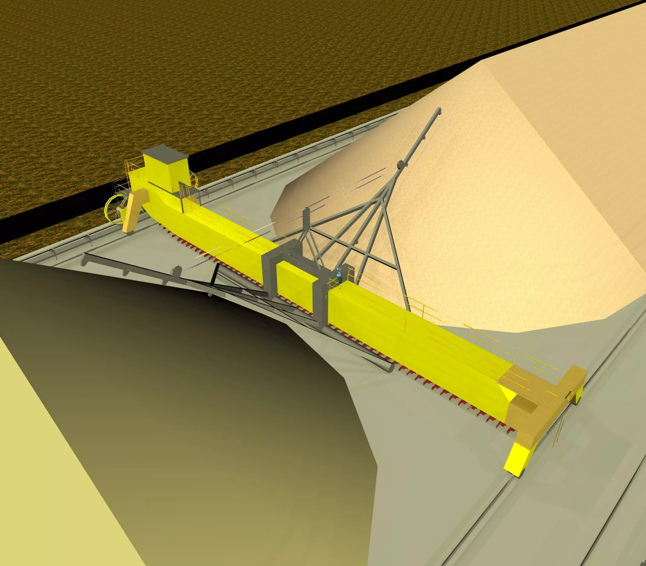 Cement Plant - Limestone Stockpile Stacker Reclaimer Free 3D model_0