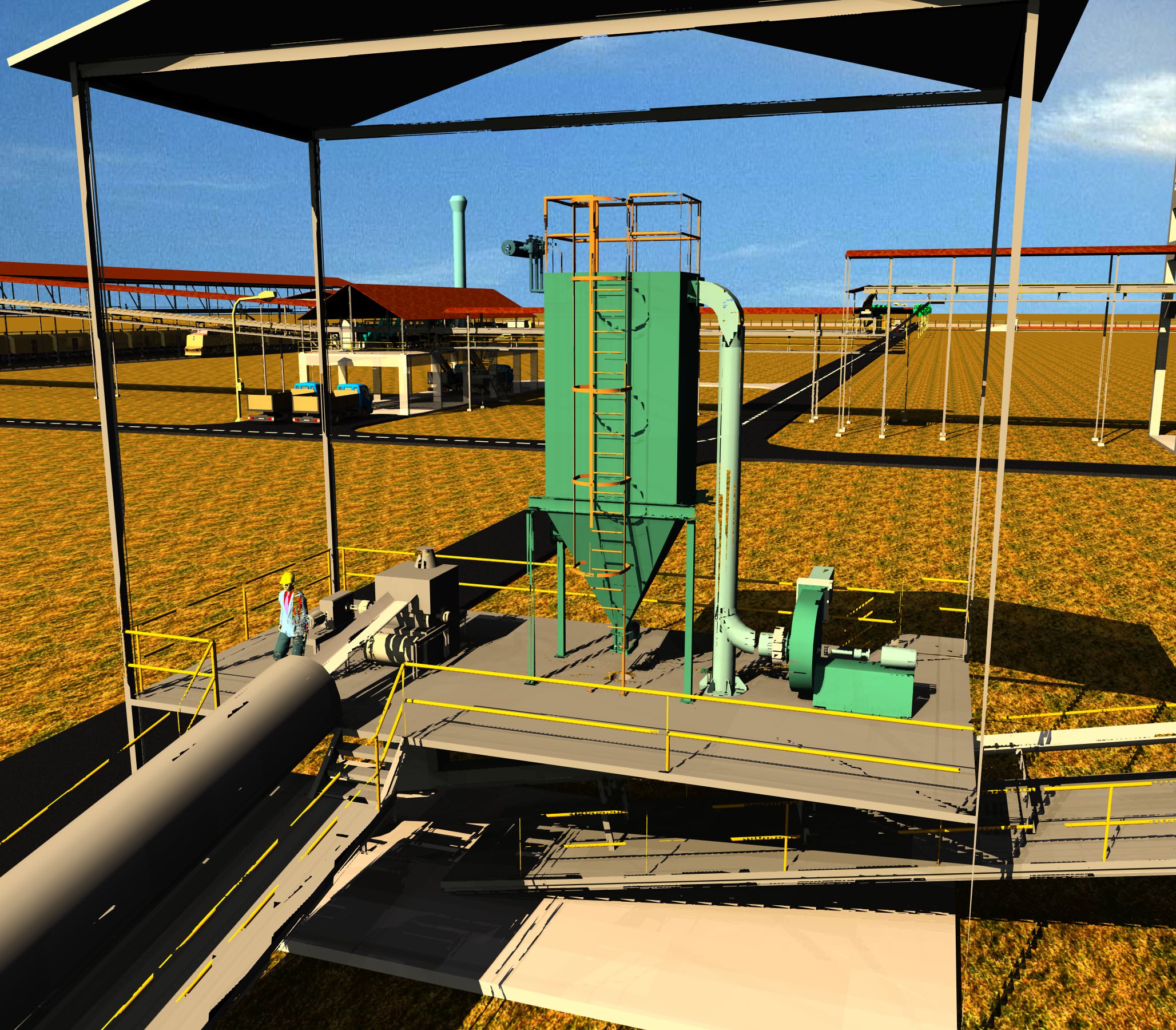 Cement Plant - Limestone Stockpile Stacker Reclaimer Free 3D model_1