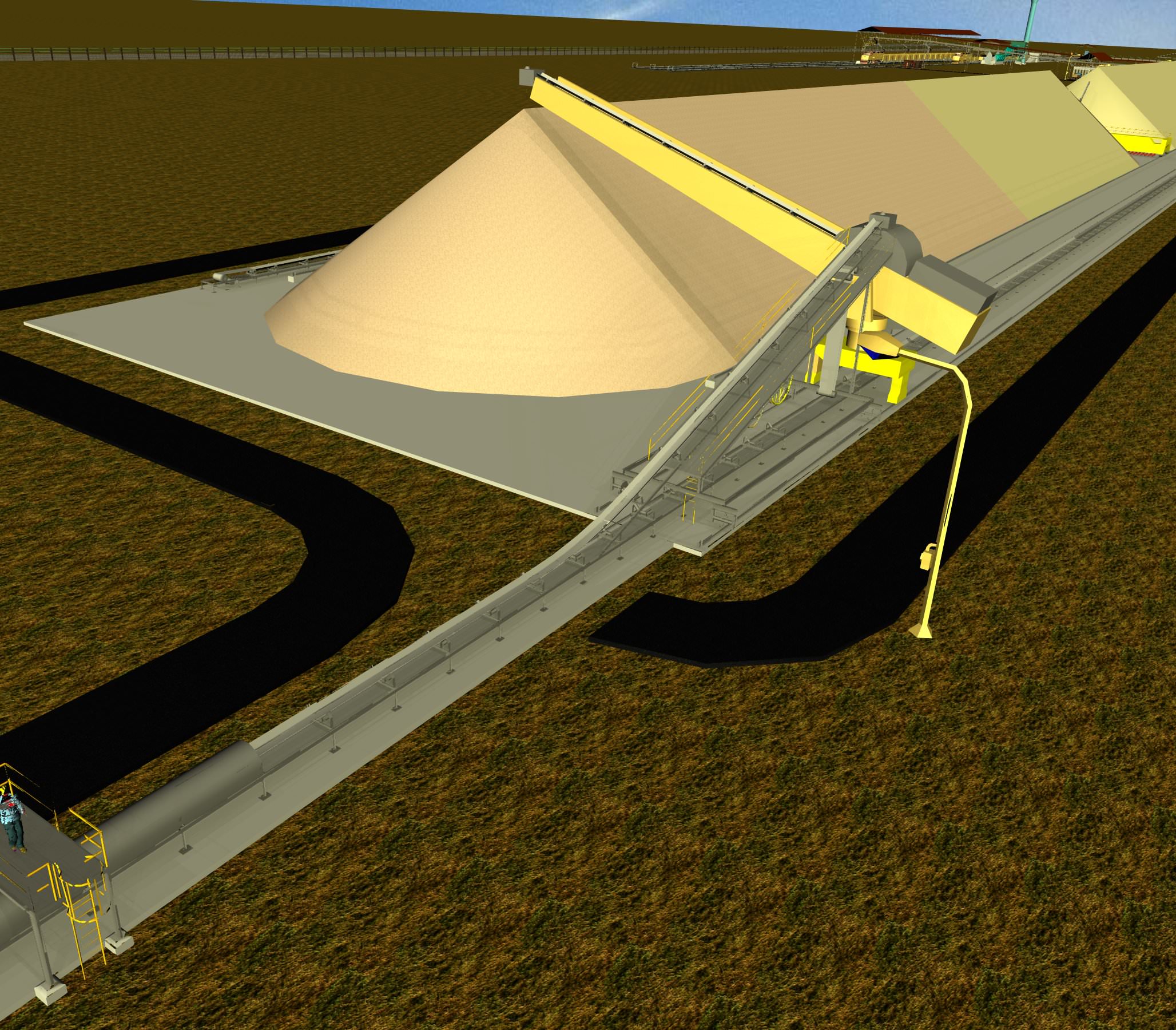 Cement Plant - Limestone Stockpile Stacker Reclaimer Free 3D model_3