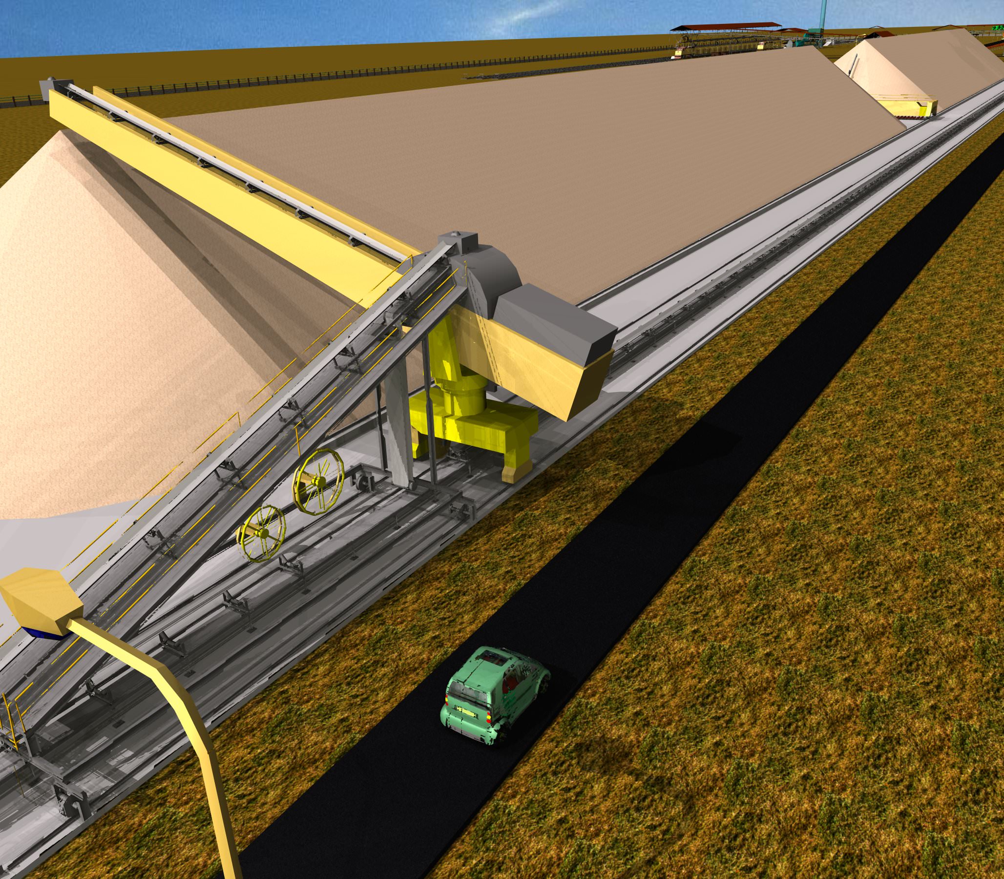 Cement Plant - Limestone Stockpile Stacker Reclaimer Free 3D model_2