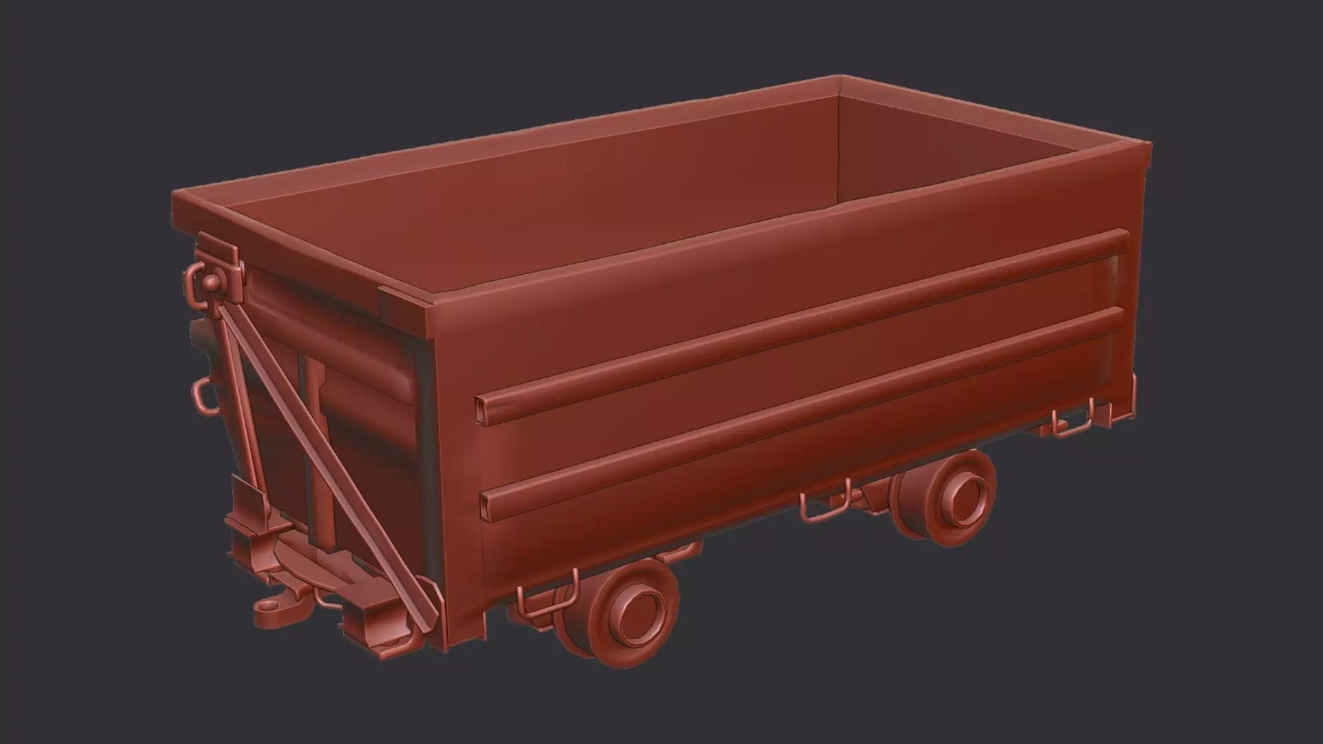 Ore Cart Mining Wagon for Industrial Scenes Low-poly 3D model_6