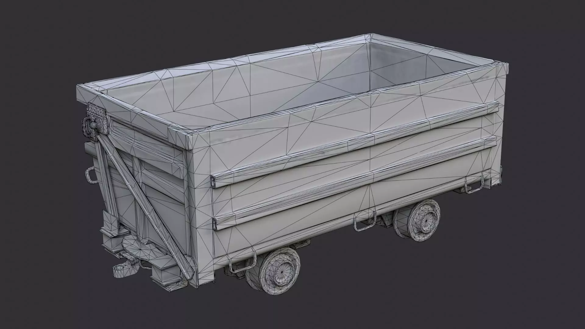 Ore Cart Mining Wagon for Industrial Scenes Low-poly 3D model_7