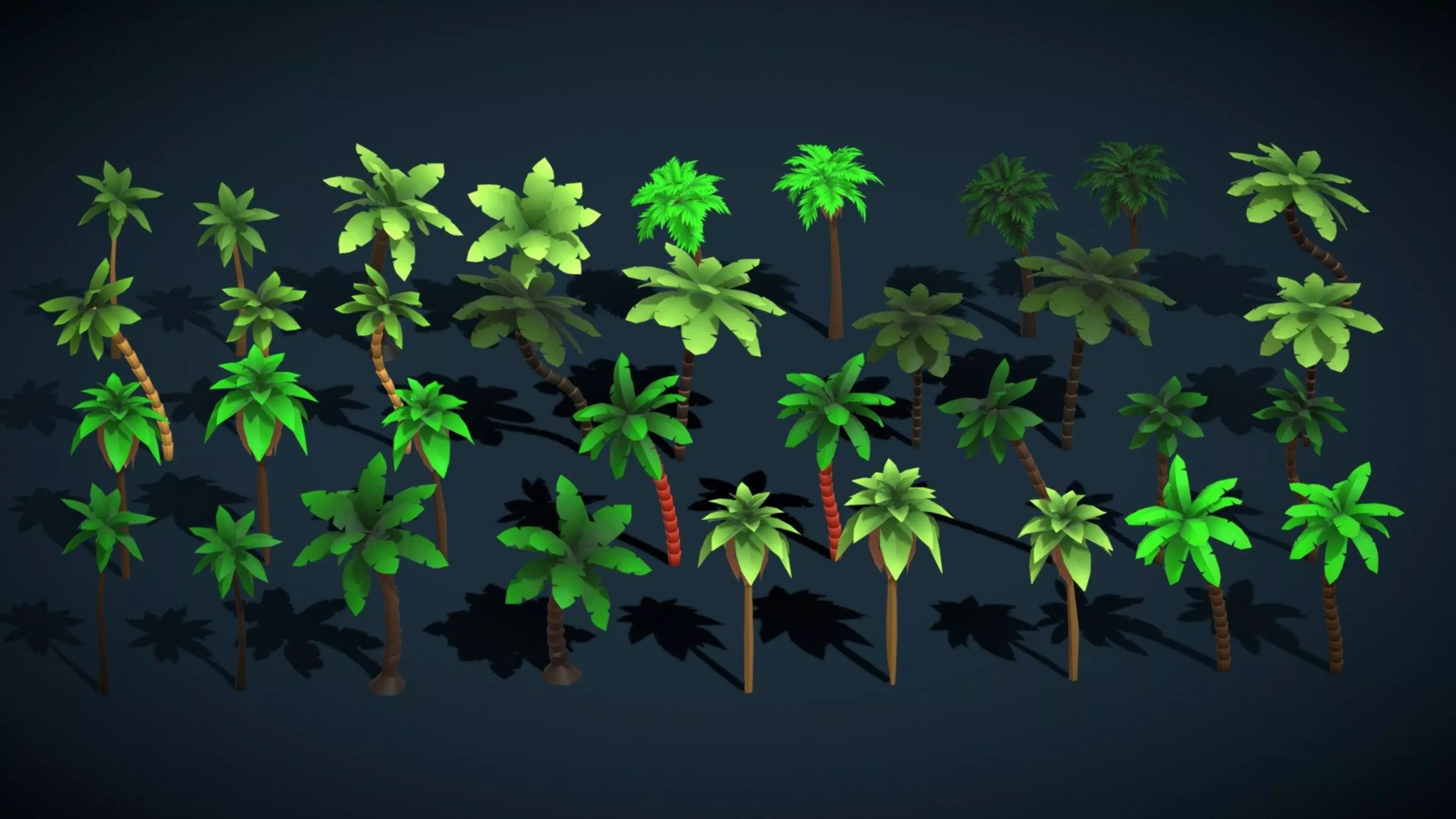 Stylized Low Poly Tropical Tree Foliage Collection Pack Vol 3 Low-poly 3D model_0