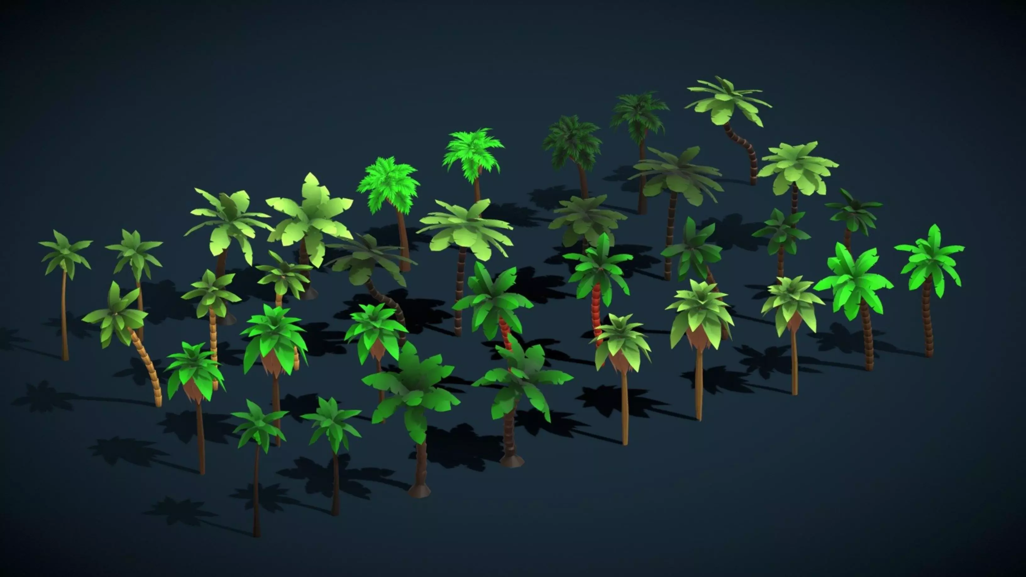 Stylized Low Poly Tropical Tree Foliage Collection Pack Vol 3 Low-poly 3D model_2
