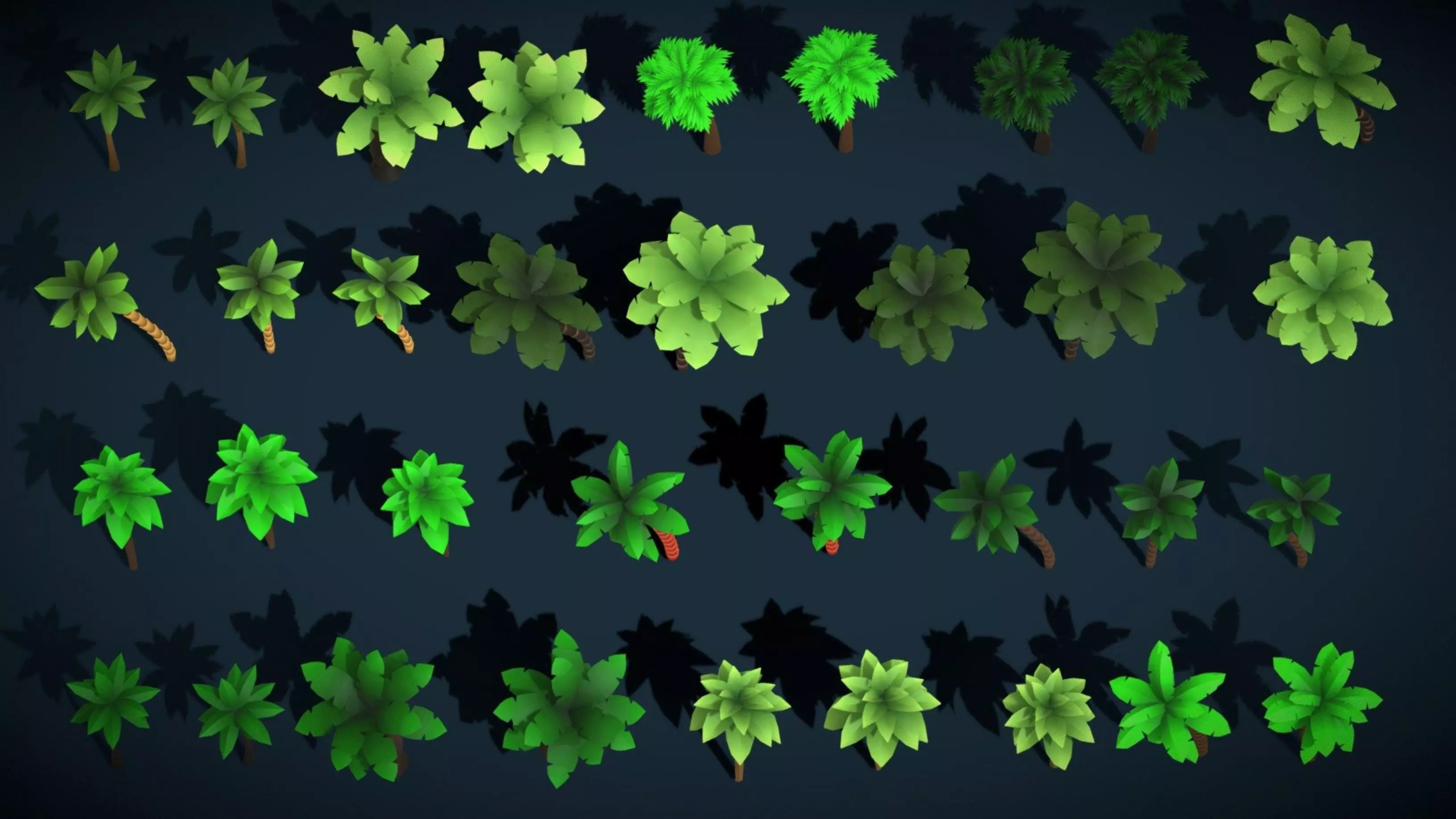 Stylized Low Poly Tropical Tree Foliage Collection Pack Vol 3 Low-poly 3D model_1