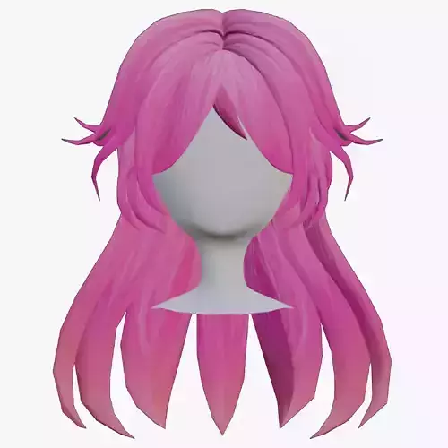 Vibrant Pink Anime Style Female Hair