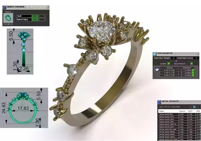 Starburst Cluster Engagement Cocktail Ring model sr0103