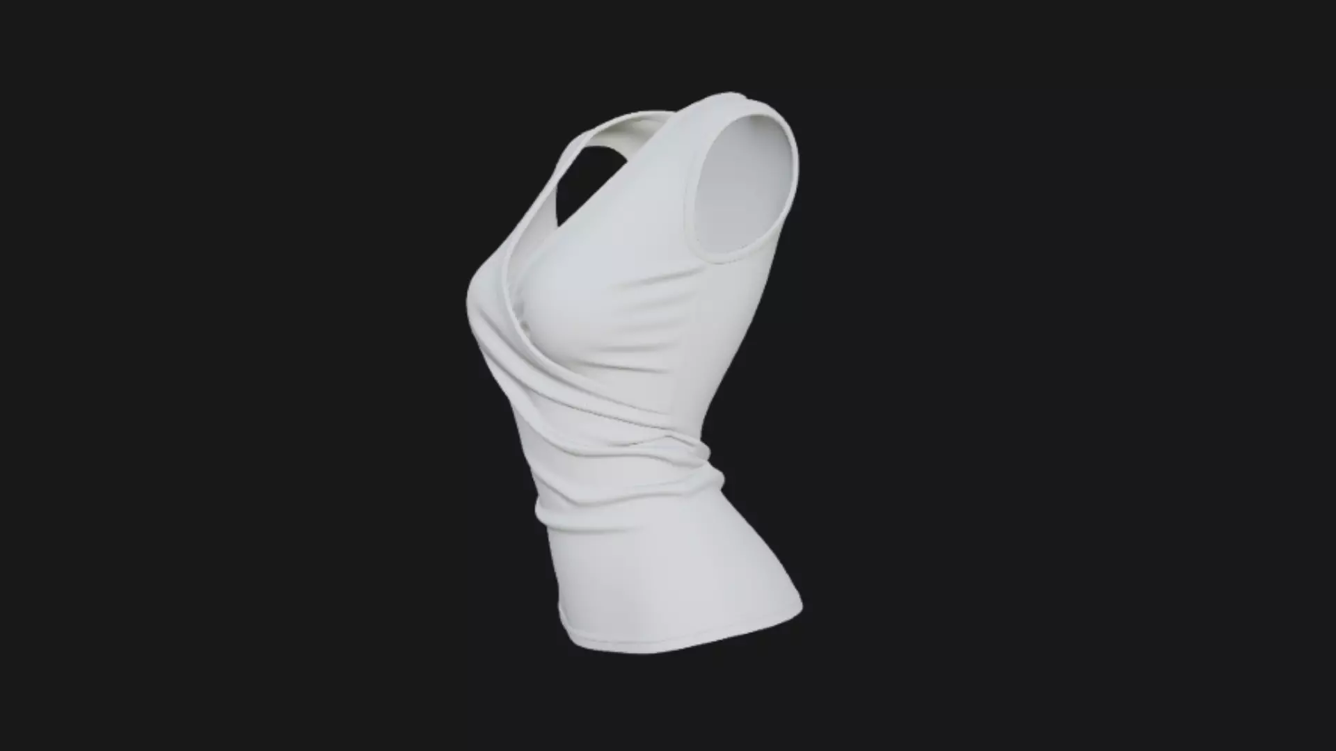 White Wrap-Front Sleeveless Ladies Top 3D Model 3D model_3