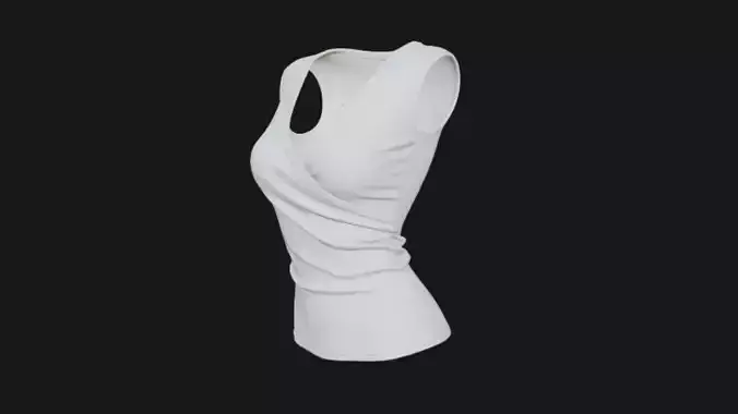 White Wrap-Front Sleeveless Ladies Top 3D Model 3D model