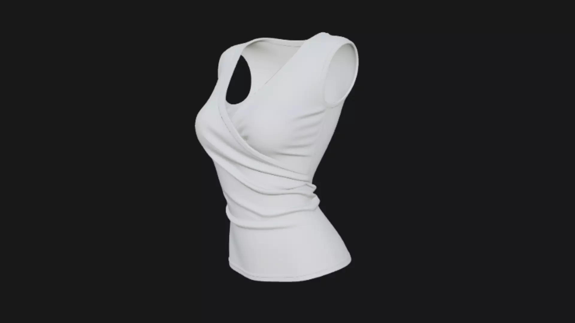 White Wrap-Front Sleeveless Ladies Top 3D Model 3D model_0