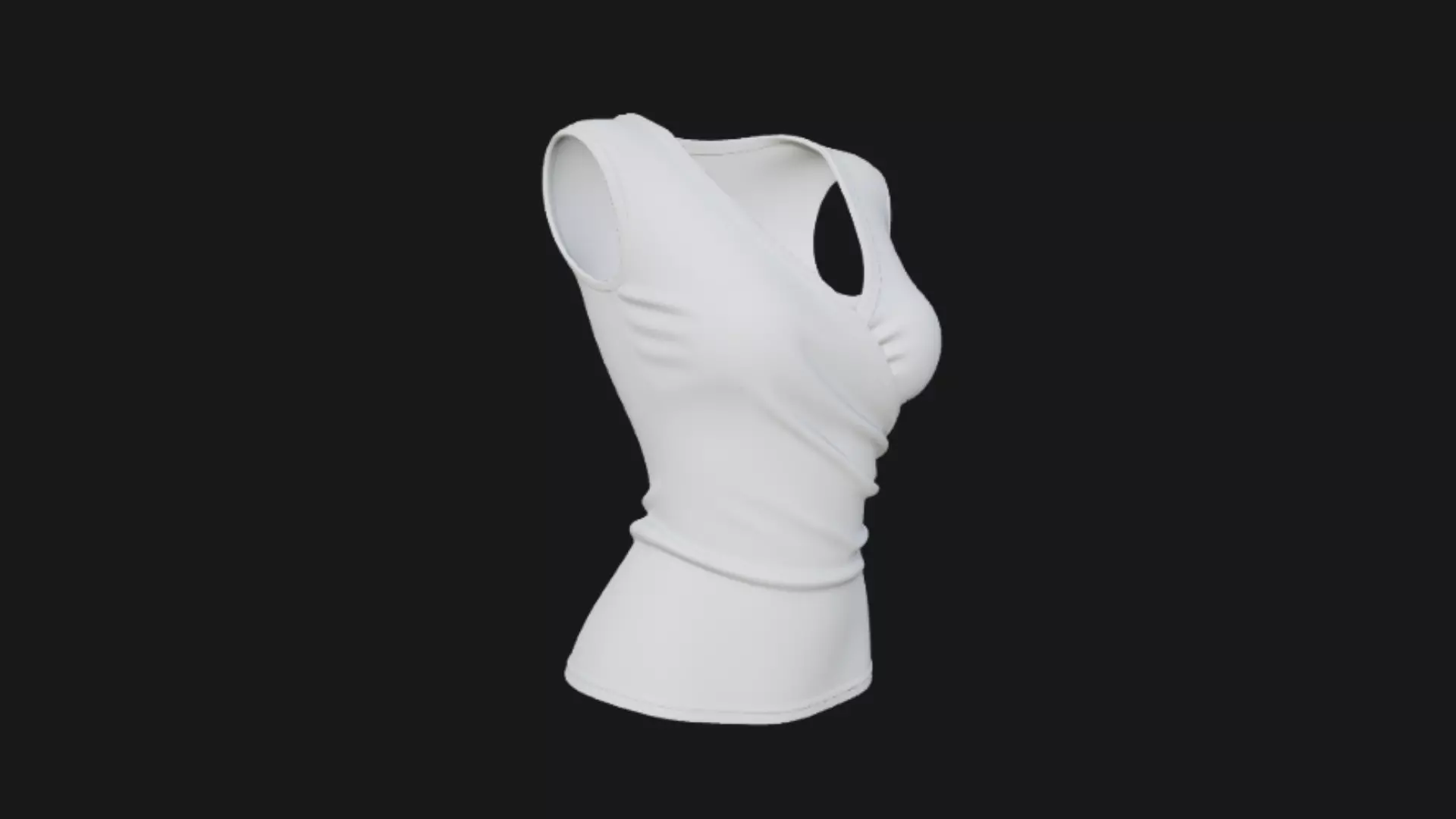 White Wrap-Front Sleeveless Ladies Top 3D Model 3D model_1