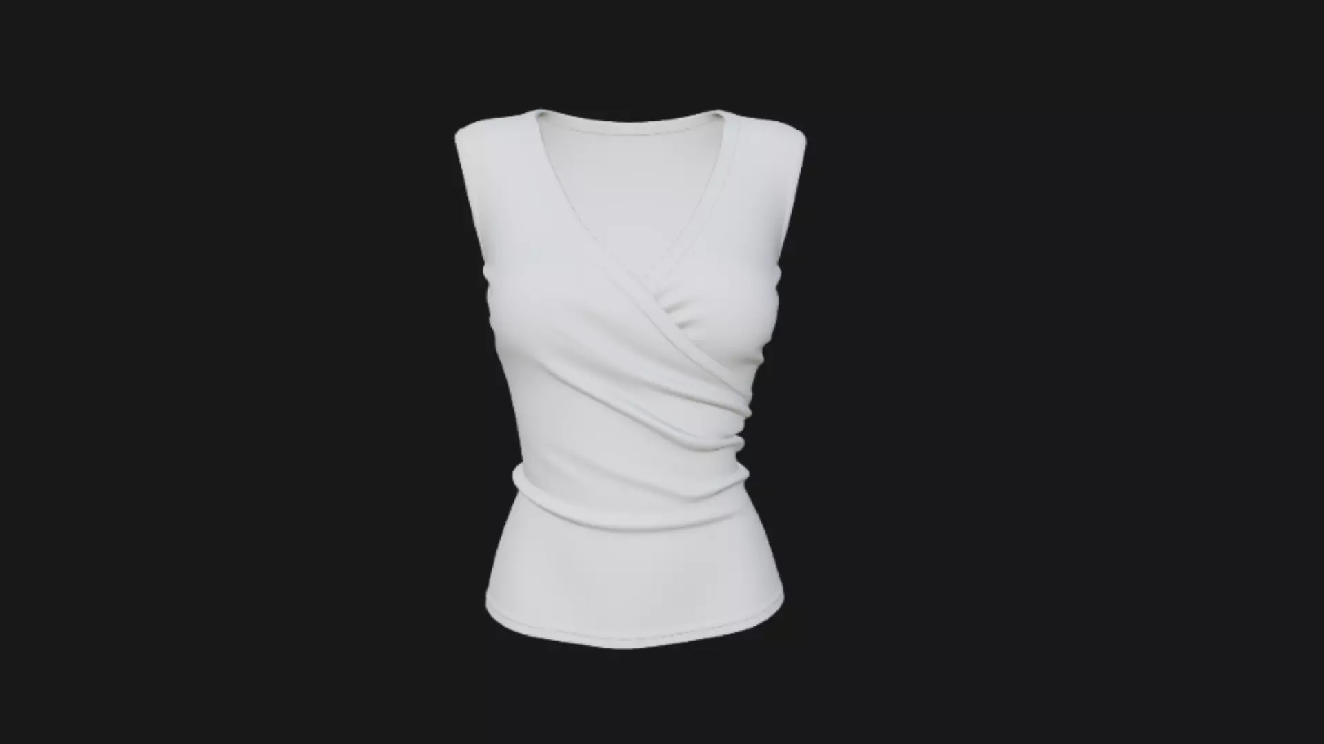 White Wrap-Front Sleeveless Ladies Top 3D Model 3D model_4