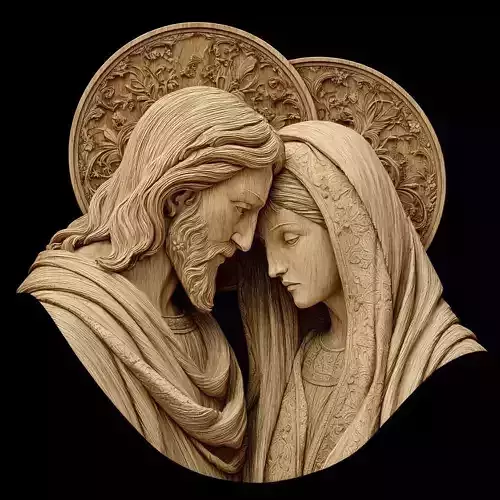 Jesus and Mary Sacred Relief Sculpture