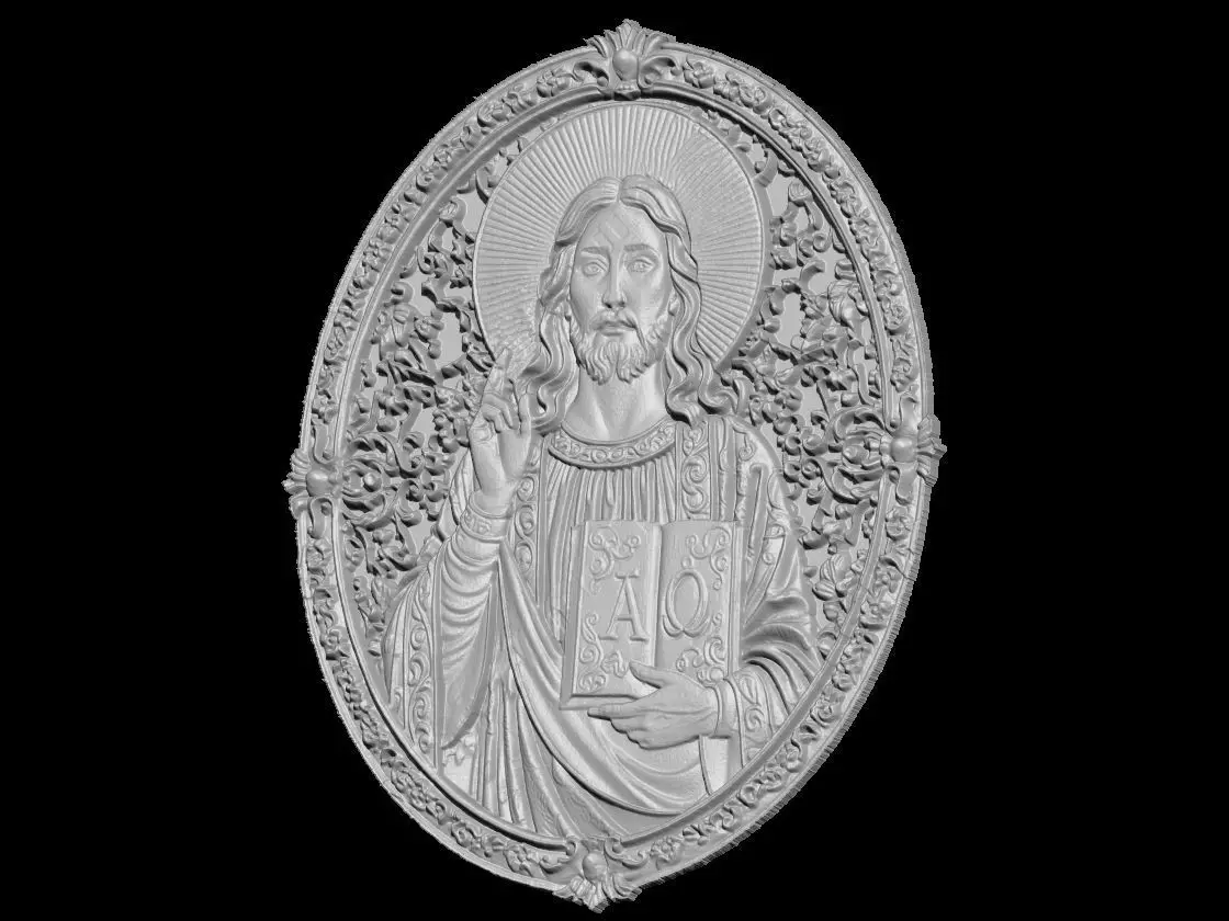 Jesus Christ Byzantine Icon Relief  3D print model_2
