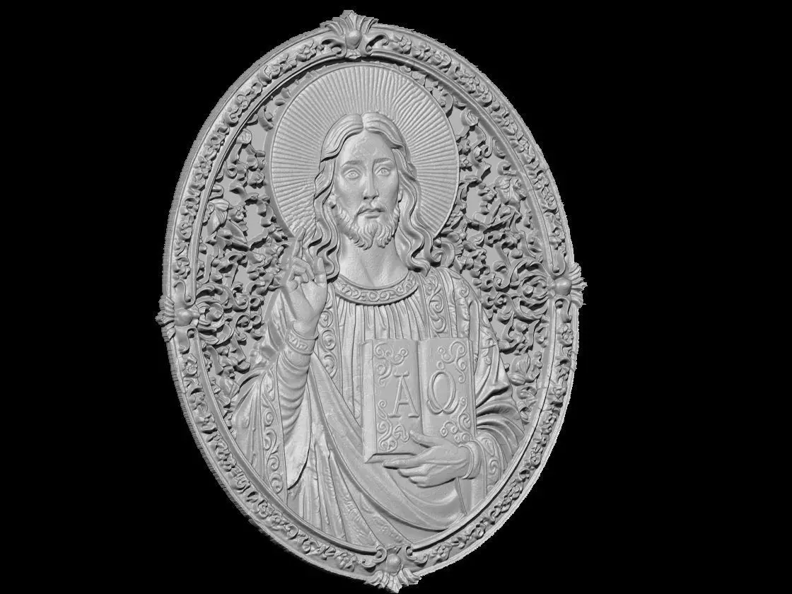 Jesus Christ Byzantine Icon Relief  3D print model_3