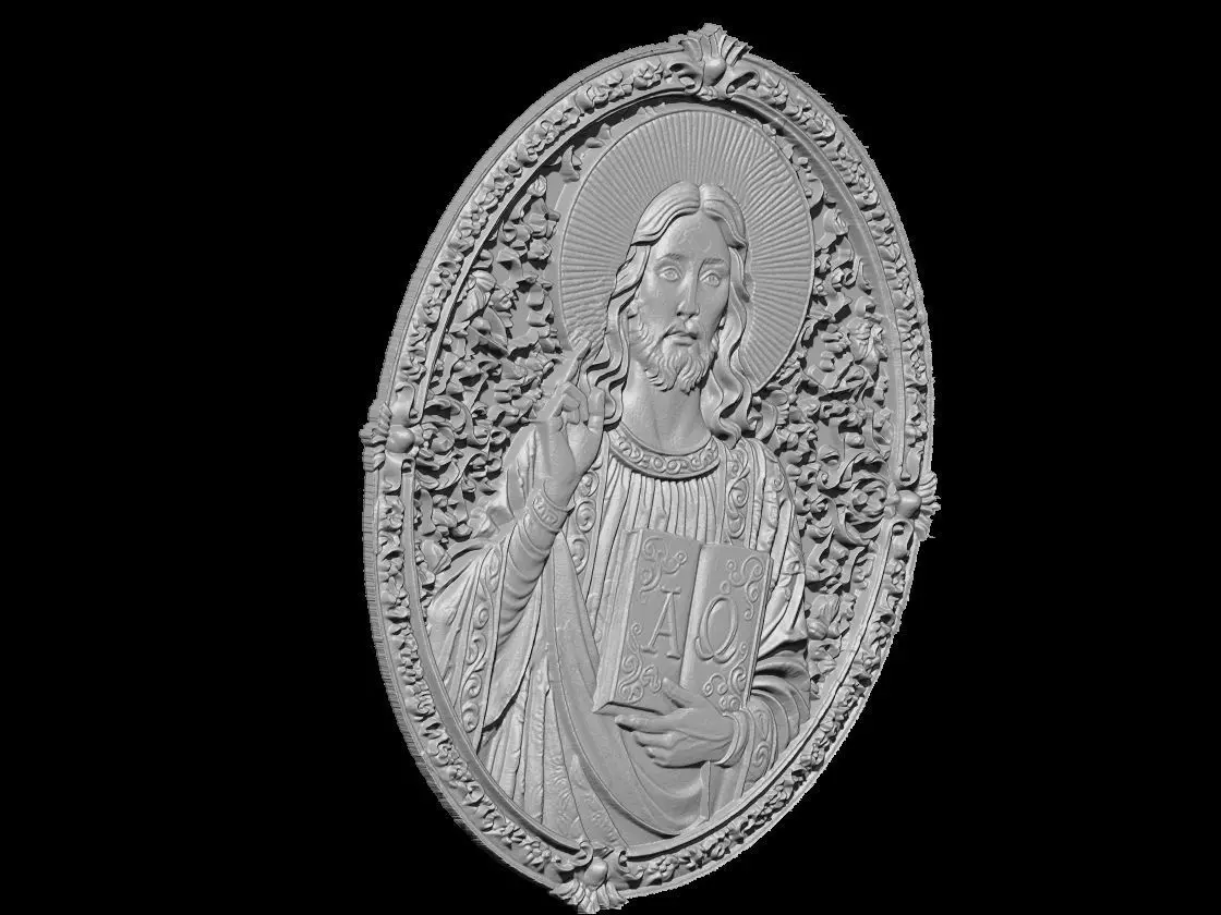 Jesus Christ Byzantine Icon Relief  3D print model_5