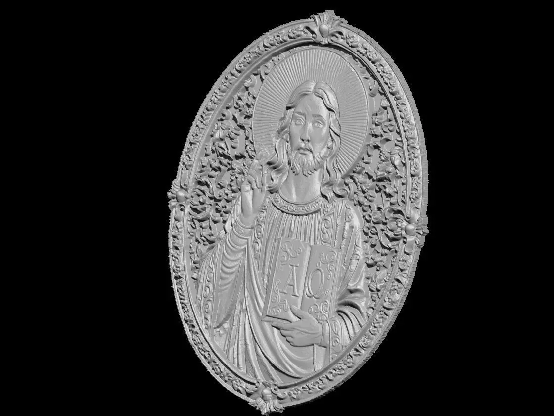 Jesus Christ Byzantine Icon Relief  3D print model_4