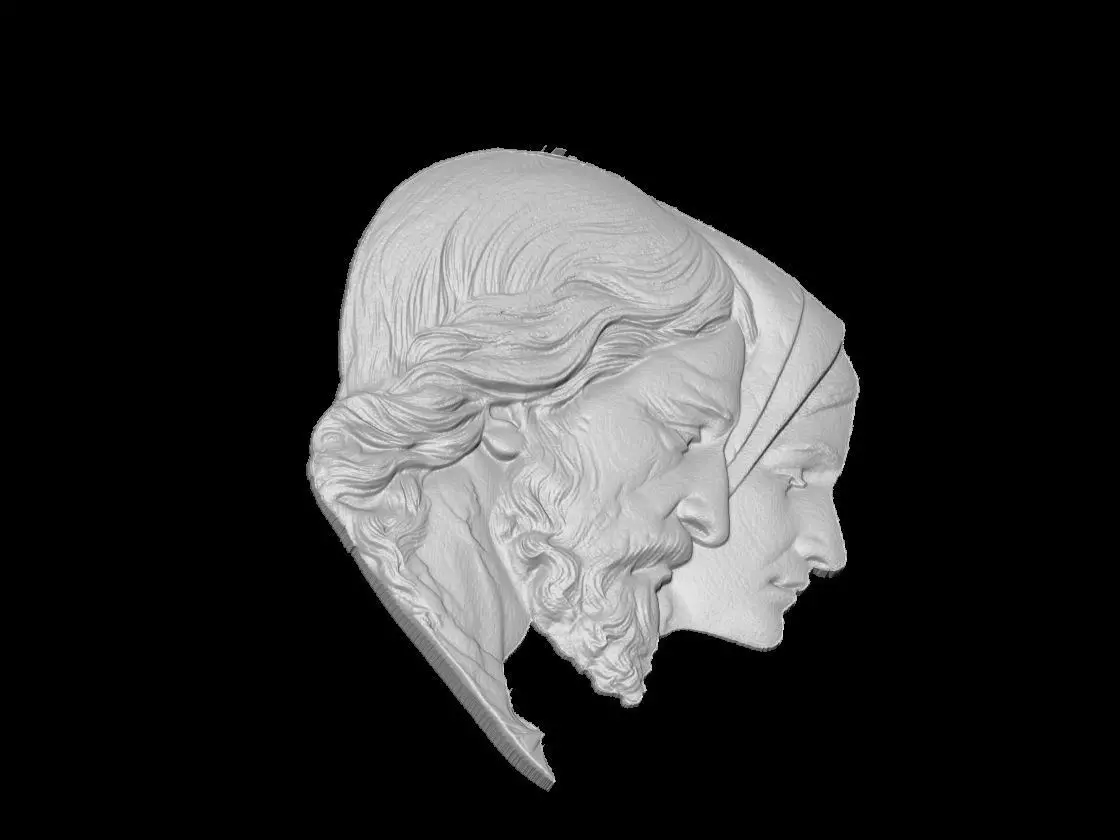 Jesus and Mary Double Profile Relief 3D print model_3