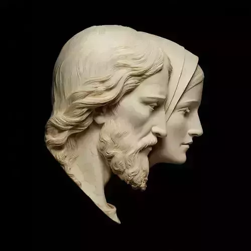  Jesus and Mary Double Profile Relief