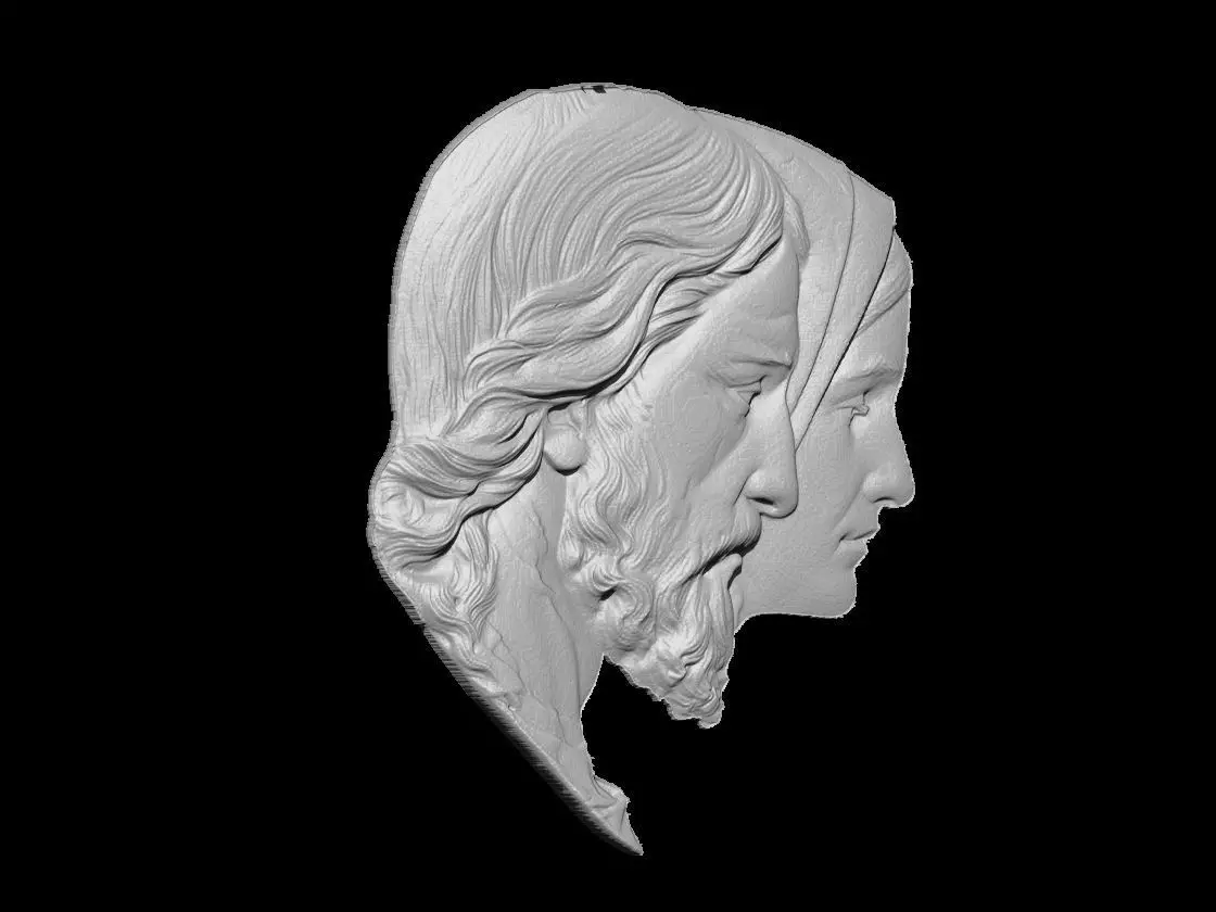 Jesus and Mary Double Profile Relief 3D print model_6