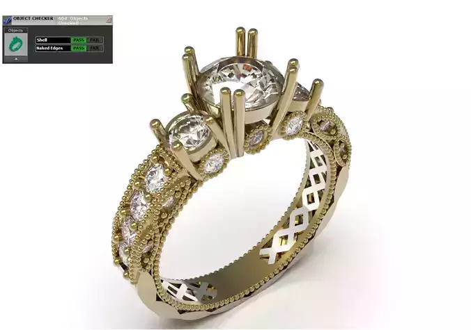 Bridal solitaire wedding STL 3DM 3D 3DS ring model sr0104