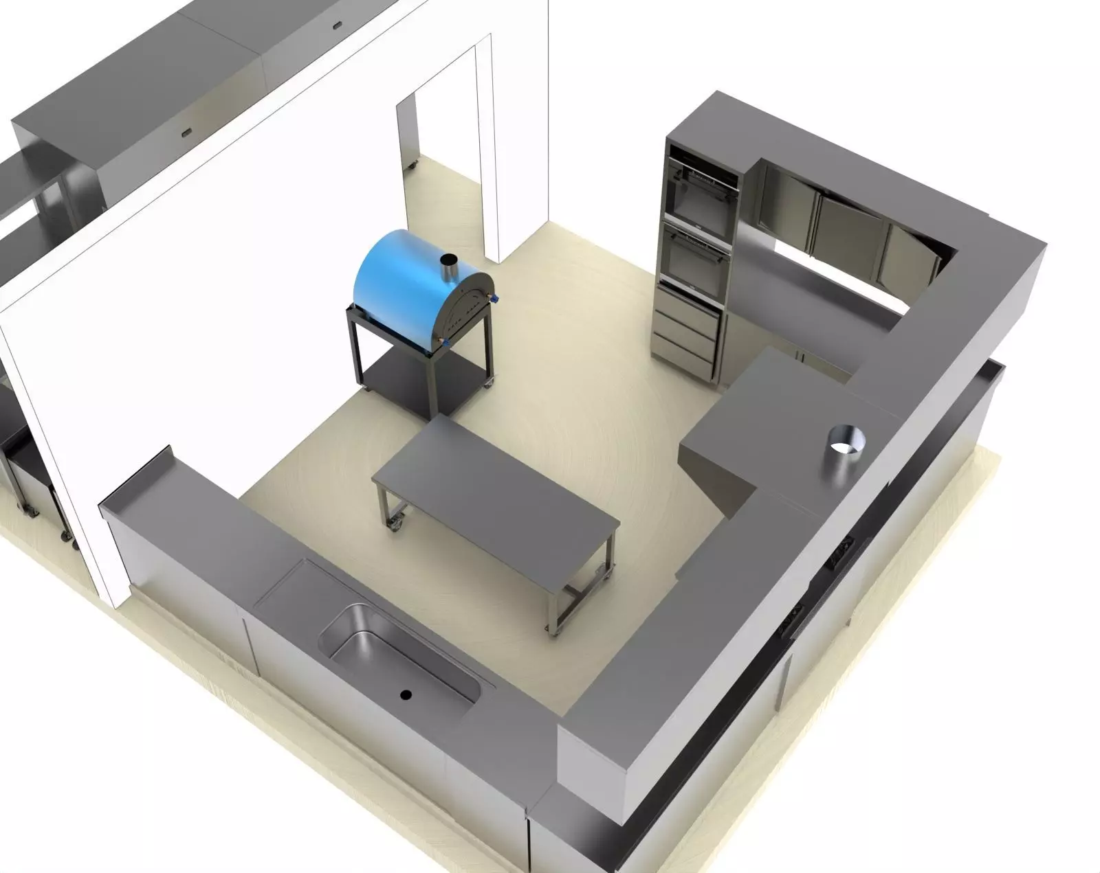 kitchen 72 WITH PIZZA OVEN  3D model_7