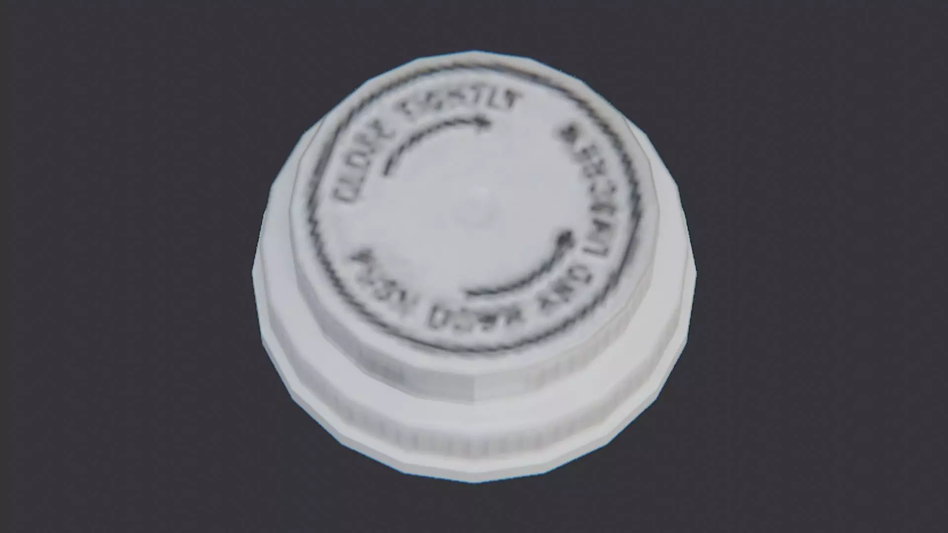 White medical bottle cap lid with imprint Low-poly 3D model_4