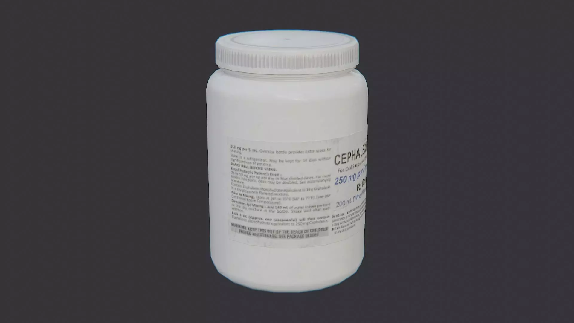 Medical bottle with label texture Low-poly 3D model_2