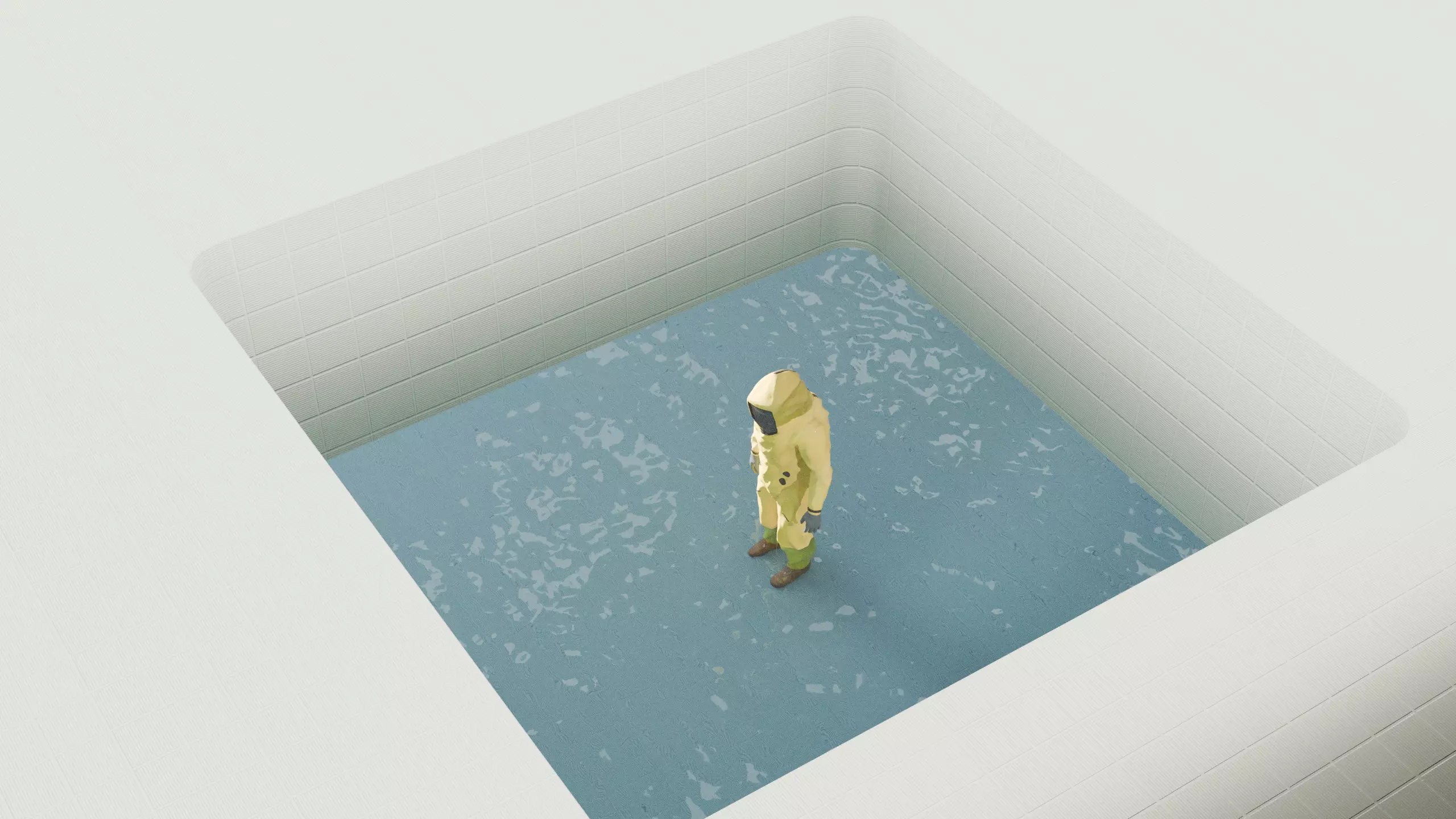 Backrooms water level Low-poly 3D model_4