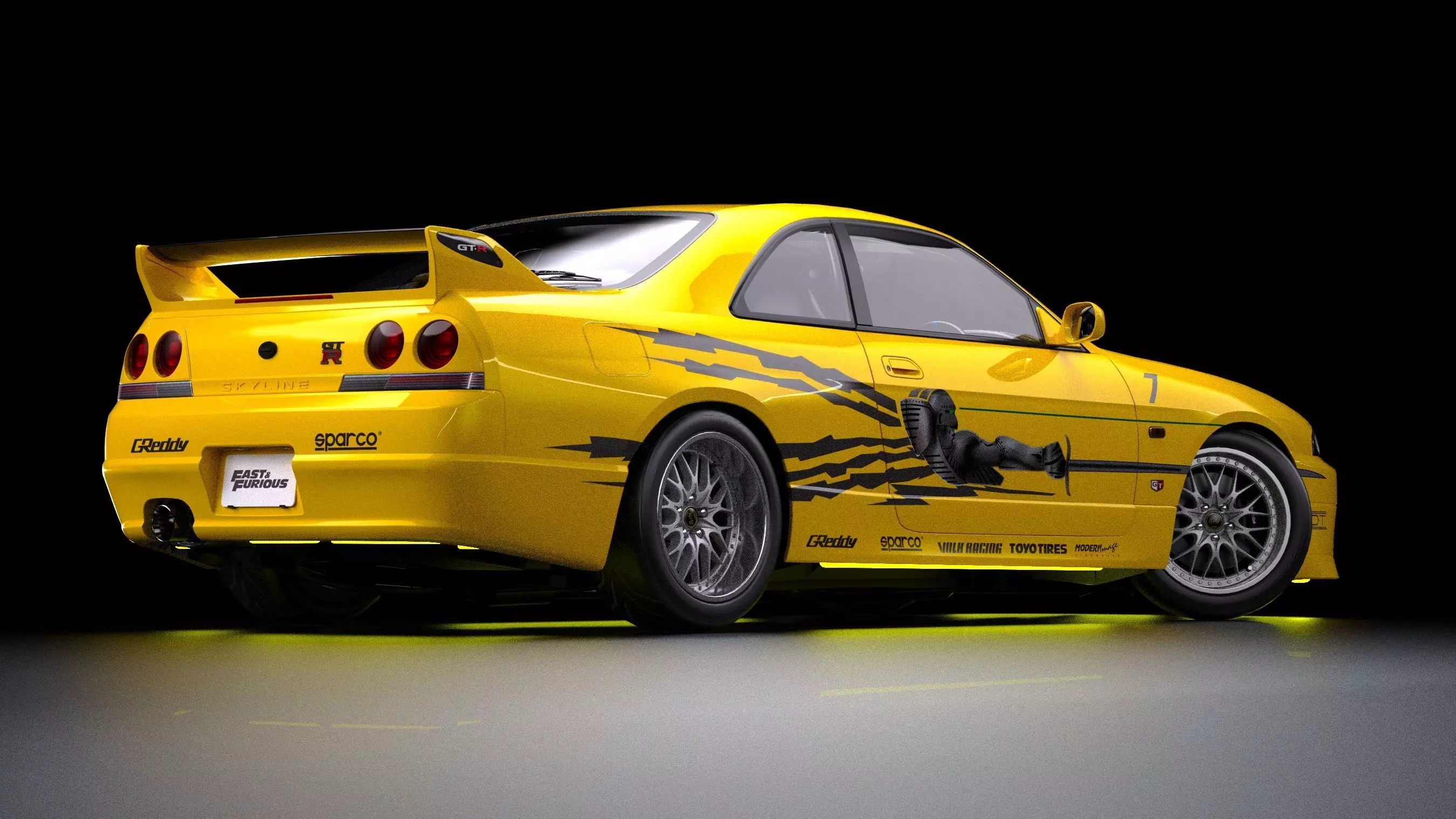 The Fast and The Furious Nissan Skyline GTR R33 V spec Low-poly 3D model_4