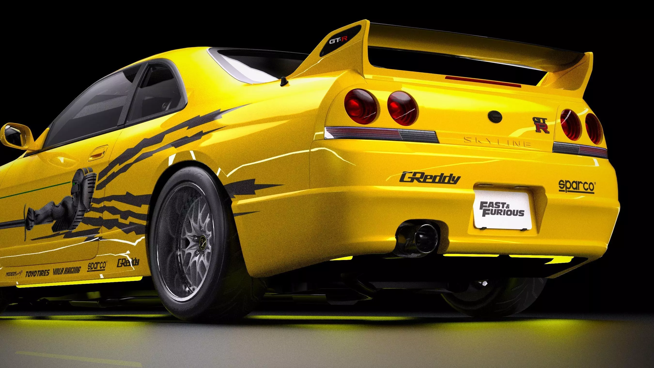 The Fast and The Furious Nissan Skyline GTR R33 V spec Low-poly 3D model_2