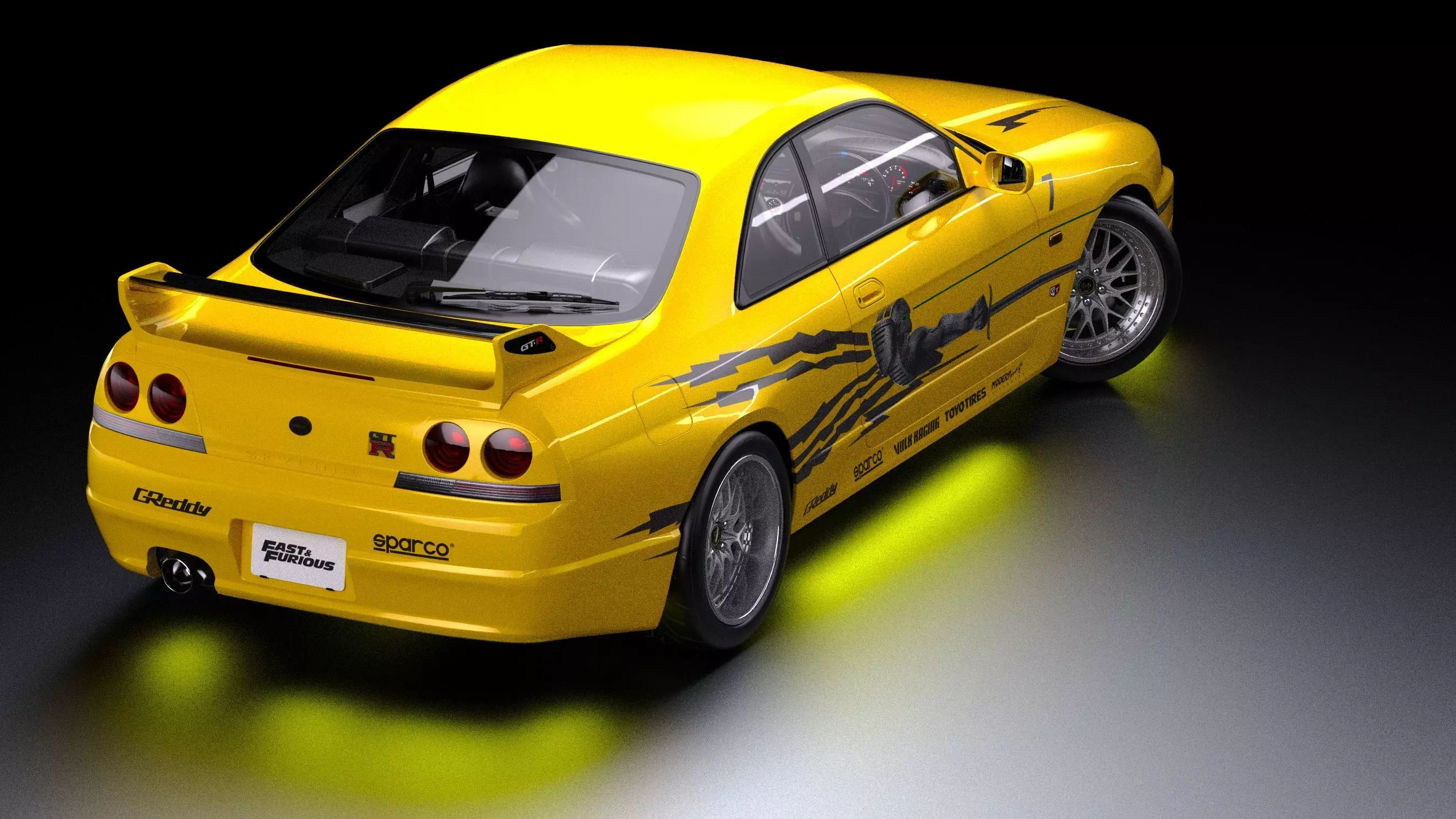 The Fast and The Furious Nissan Skyline GTR R33 V spec Low-poly 3D model_1