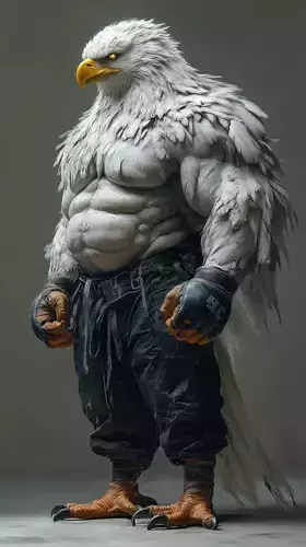 Anthropomorphic Eagle Character Warrior Muscular Bird-Man 